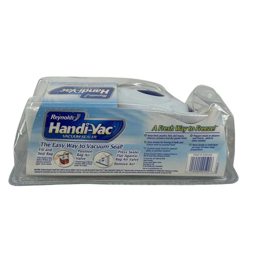 Reynolds Handi-Vac Vacuum Sealer Starter Kit Handheld Food Sealer Blue White NEW